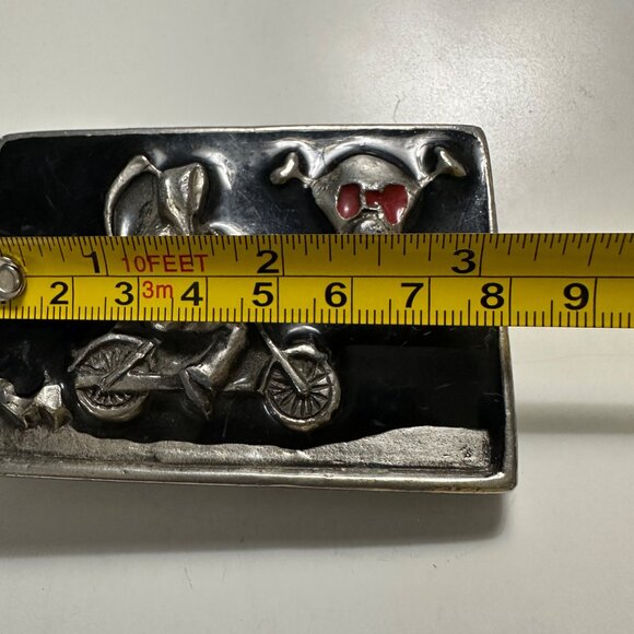 VTG 1978 Instyle #1227 Grimm Reaper Skull Cycle silver tone 3.25 x 2.25” buckle - Picture 4 of 5